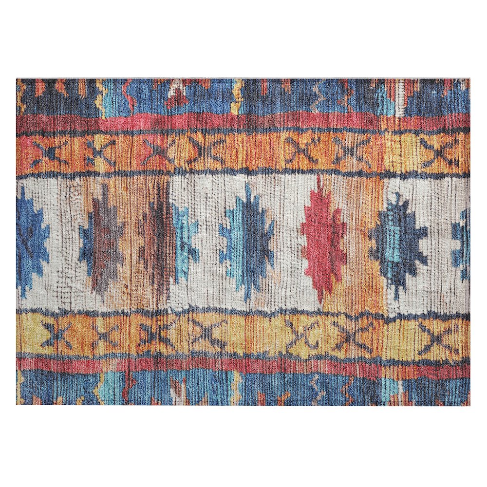 Machine Washable Indoor/Outdoor Chantille Navy 1'8" x 2'6" Rug. Picture 1
