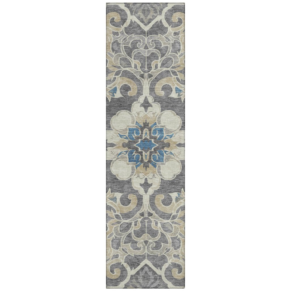 Machine Washable Indoor/Outdoor Chantille Beige 2'3" x 7'6" Runner Rug. Picture 1