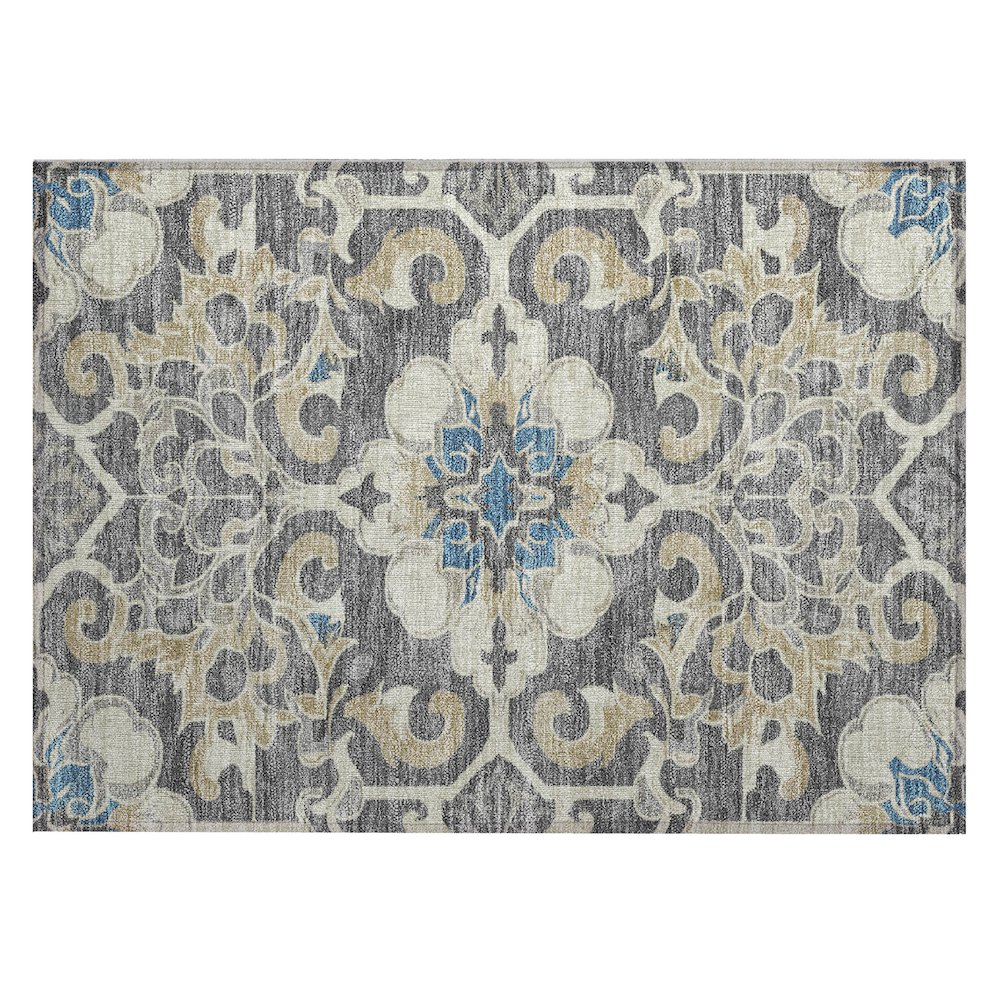Machine Washable Indoor/Outdoor Chantille Beige 1'8" x 2'6" Rug. Picture 1