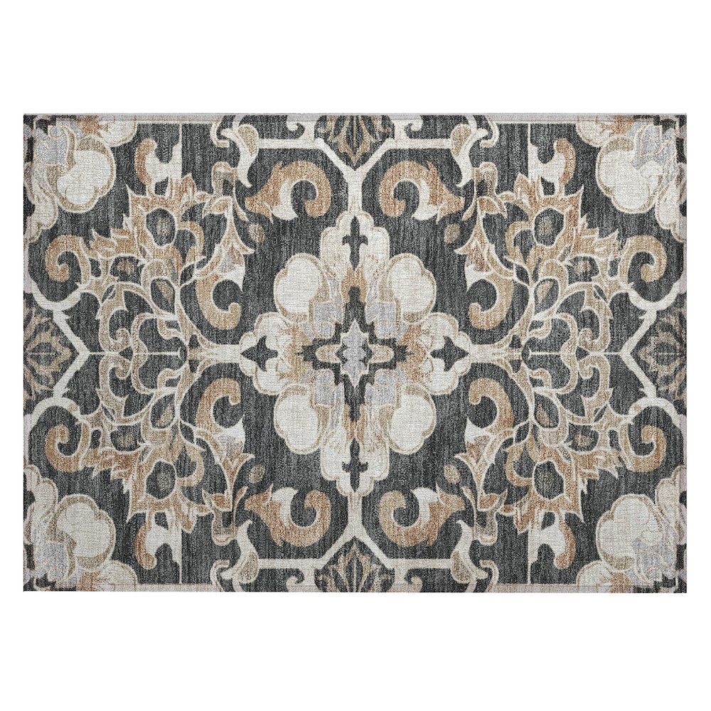 Machine Washable Indoor/Outdoor Chantille Charcoal 1'8" x 2'6" Rug. Picture 1