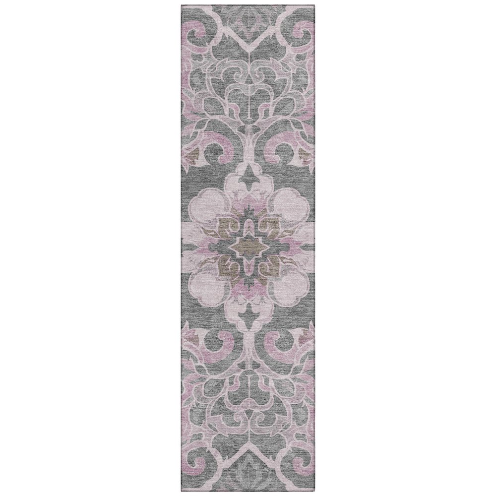 Machine Washable Indoor/Outdoor Chantille Pink 2'3" x 7'6" Runner Rug. Picture 1