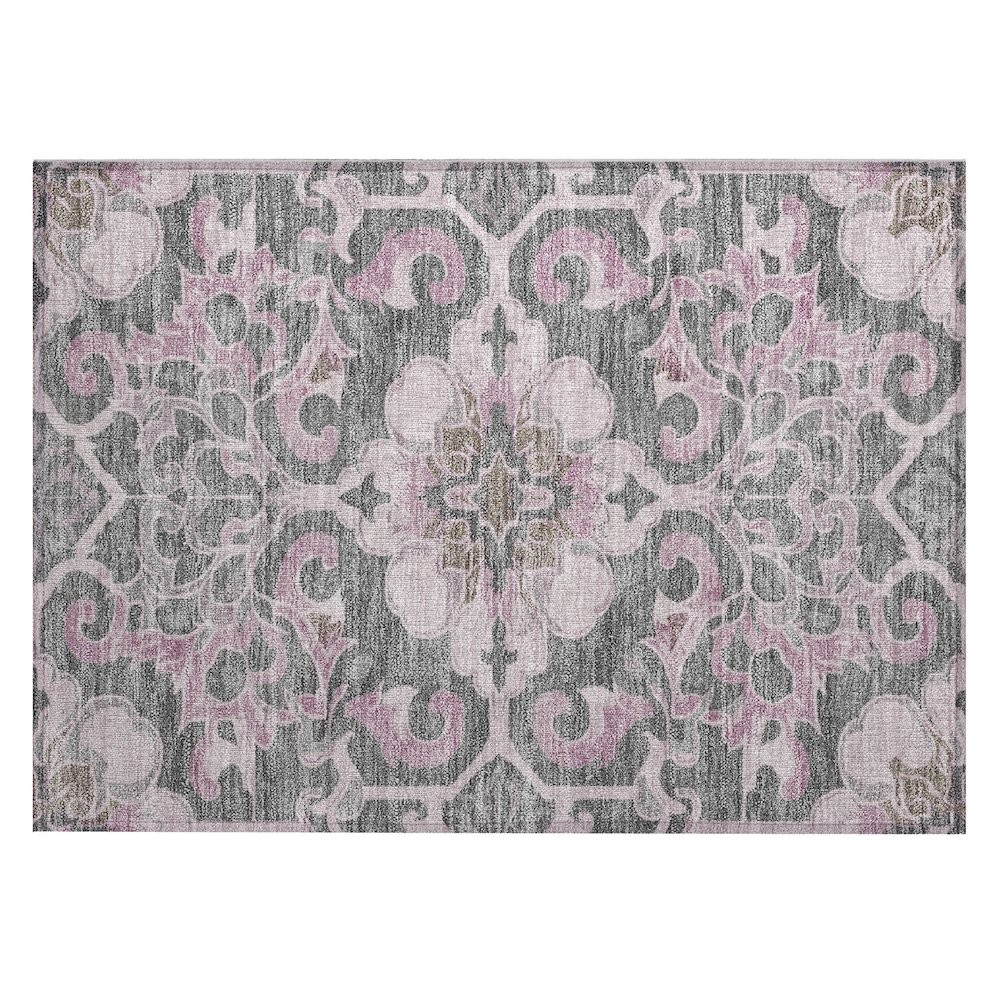 Machine Washable Indoor/Outdoor Chantille Pink 1'8" x 2'6" Rug. Picture 1