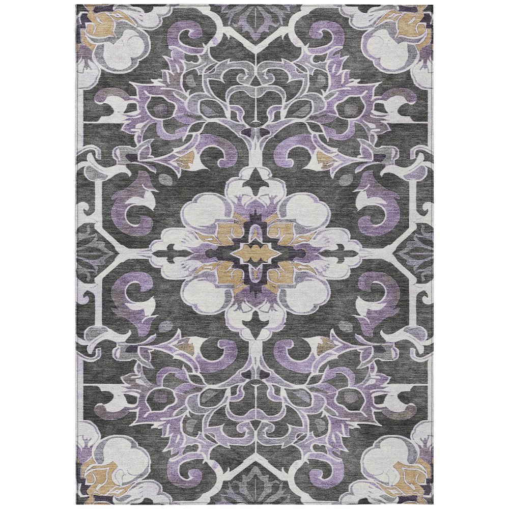 Machine Washable Indoor/Outdoor Chantille Purple 2'6" x 3'10" Rug. Picture 1
