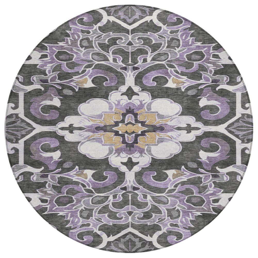 Machine Washable Indoor/Outdoor Chantille Purple 8' x 8' Round Rug. Picture 1
