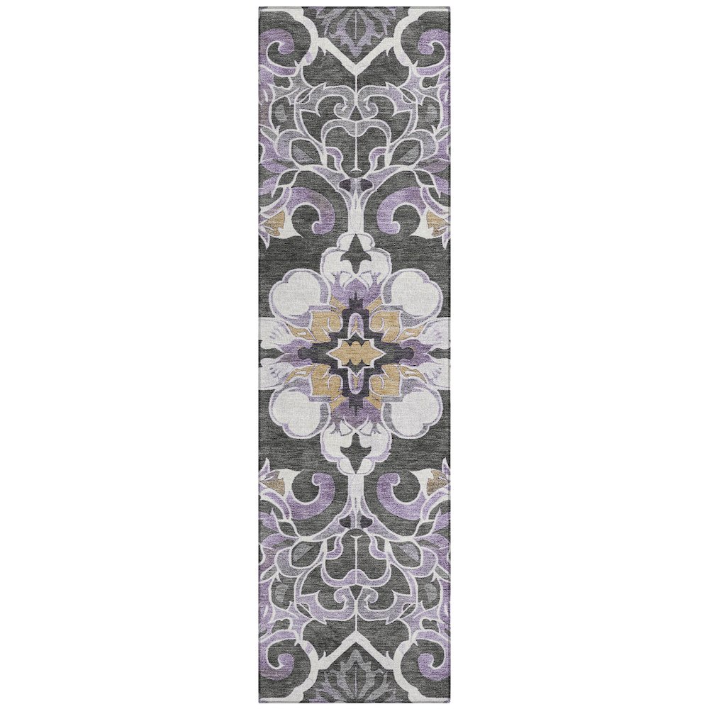Machine Washable Indoor/Outdoor Chantille Purple 2'3" x 7'6" Runner Rug. Picture 1