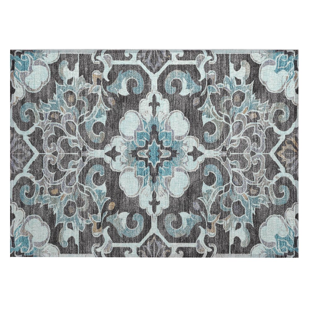 Machine Washable Indoor/Outdoor Chantille Teal 1'8" x 2'6" Rug. Picture 1
