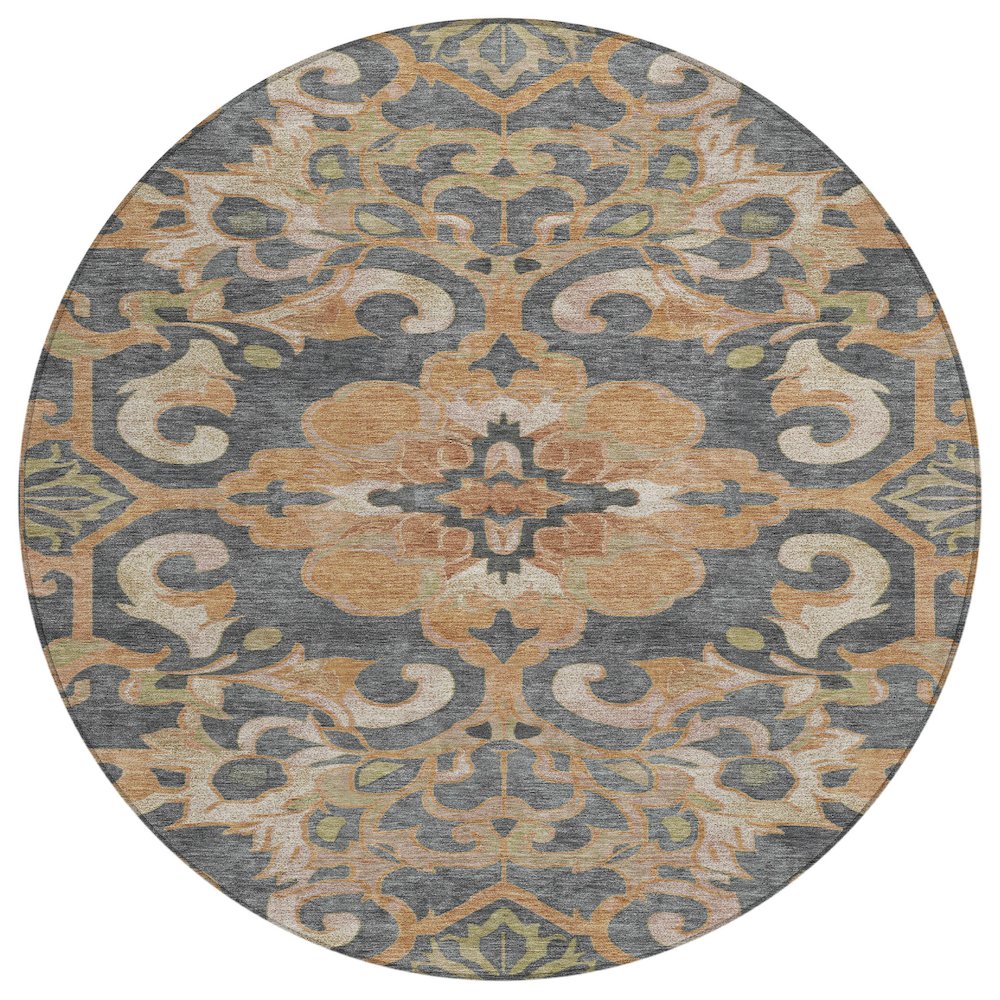 Machine Washable Indoor/Outdoor Chantille Terracotta 8' x 8' Round Rug. Picture 1