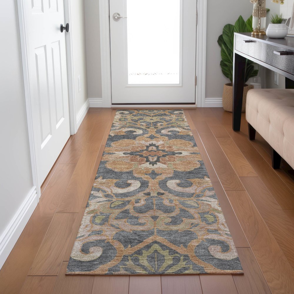 Machine Washable Indoor/Outdoor Chantille Terracotta 2'3" x 7'6" Runner Rug. Picture 5