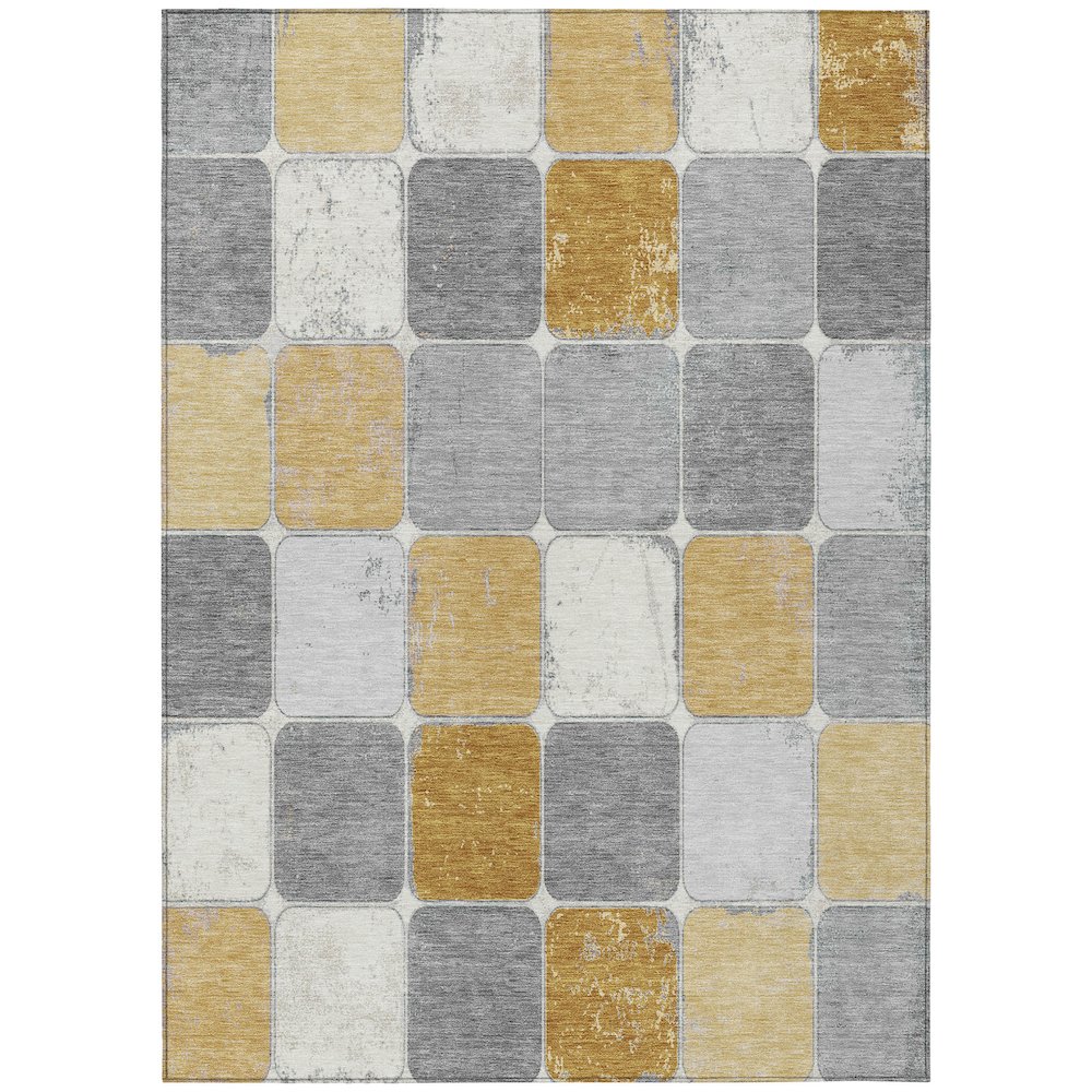 Machine Washable Indoor/Outdoor Chantille Gold 2'6" x 3'10" Rug. Picture 1