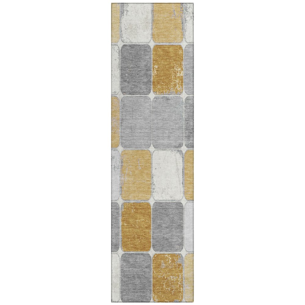 Machine Washable Indoor/Outdoor Chantille Gold 2'3" x 7'6" Runner Rug. Picture 1