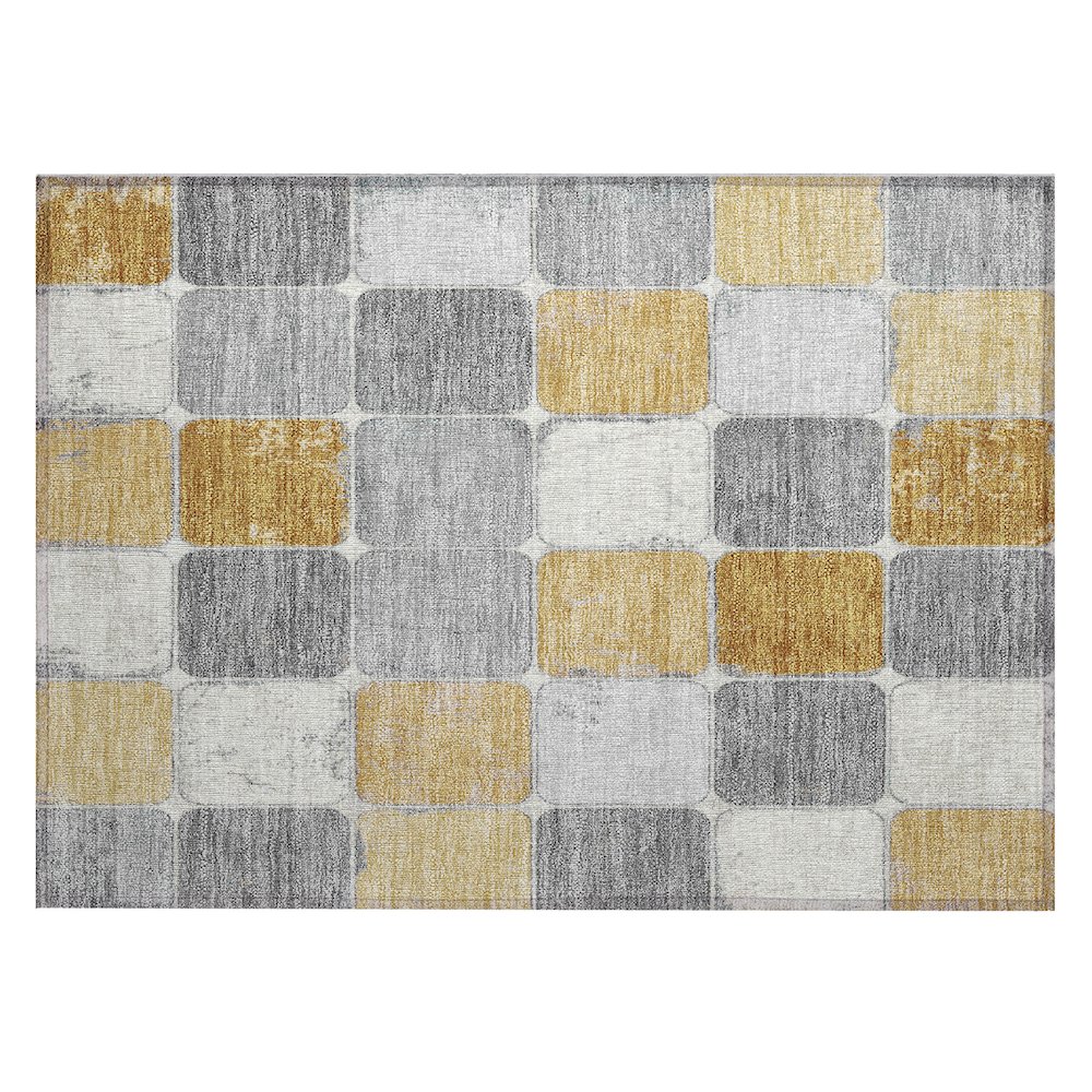 Machine Washable Indoor/Outdoor Chantille Gold 1'8" x 2'6" Rug. Picture 1
