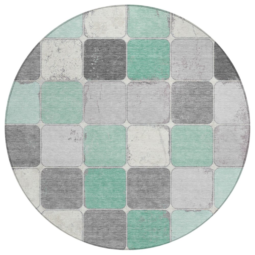 Machine Washable Indoor/Outdoor Chantille Mint 8' x 8' Round Rug. Picture 1