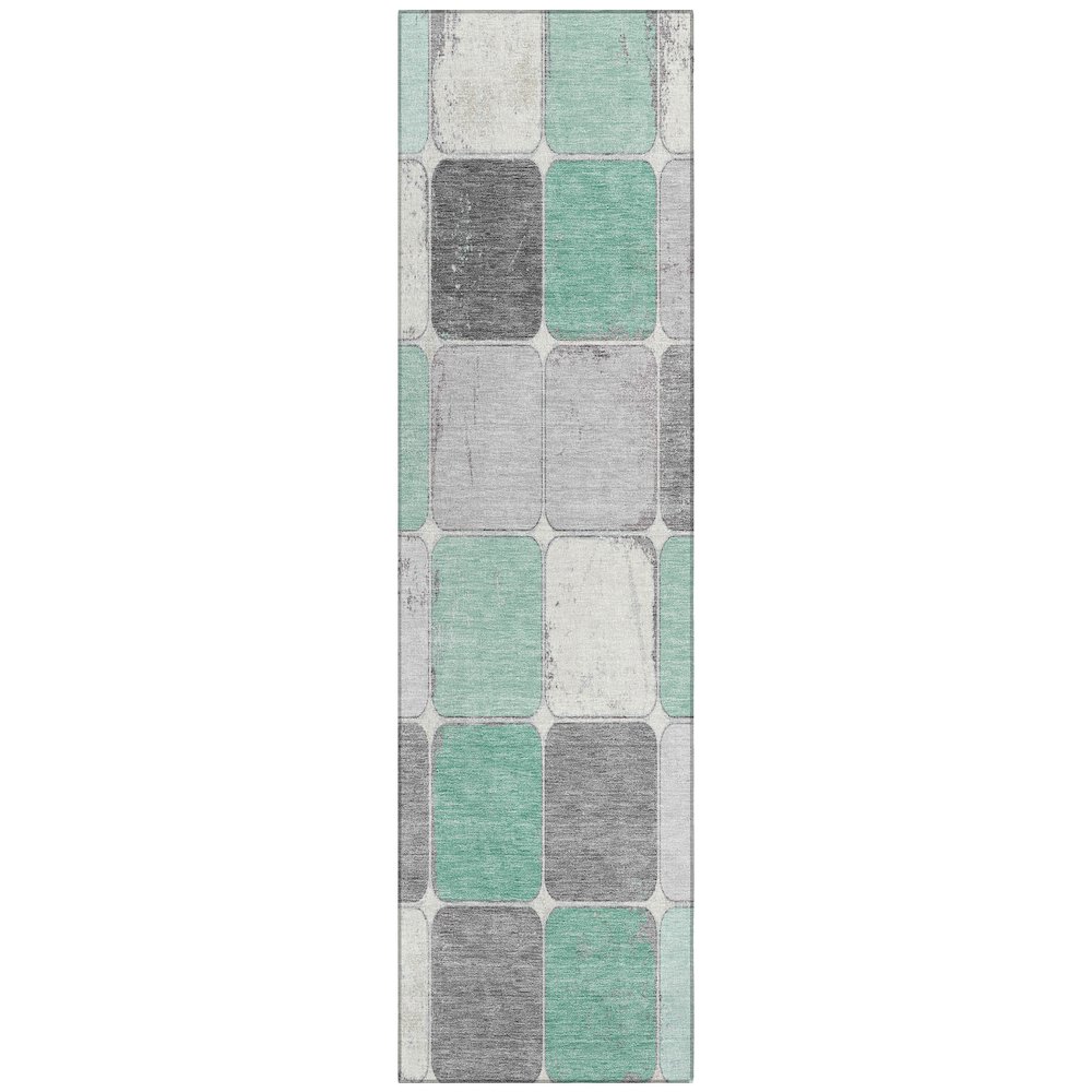 Machine Washable Indoor/Outdoor Chantille Mint 2'3" x 7'6" Runner Rug. Picture 1