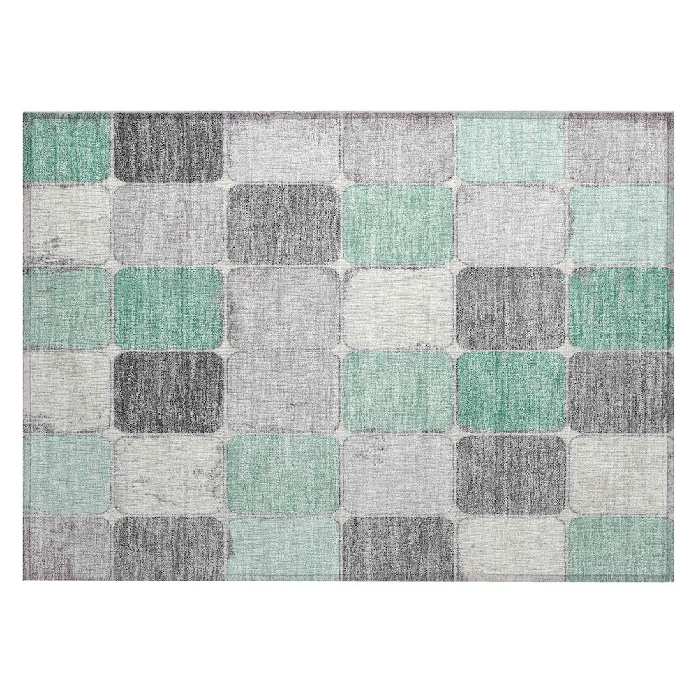 Machine Washable Indoor/Outdoor Chantille Mint 1'8" x 2'6" Rug. Picture 1
