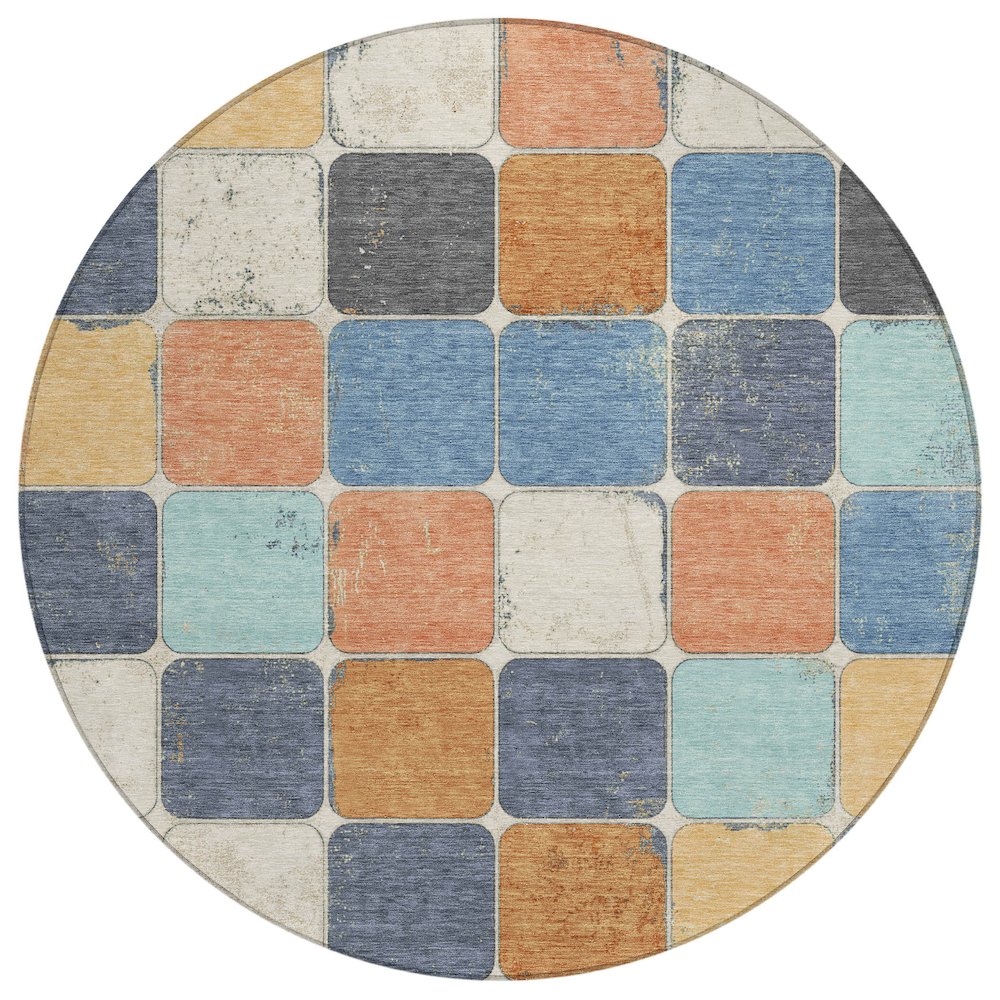 Machine Washable Indoor/Outdoor Chantille Rust 8' x 8' Round Rug. Picture 1