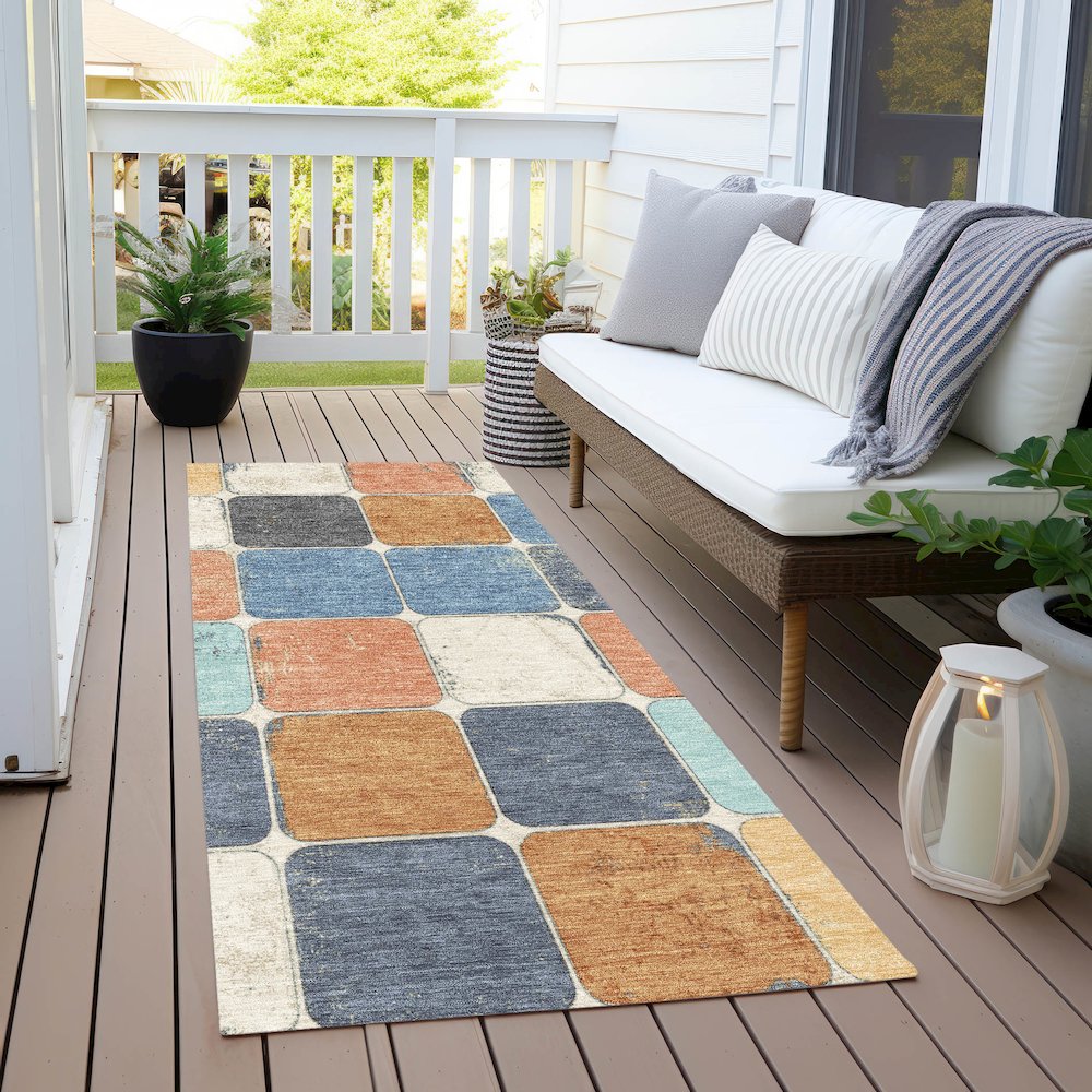 Machine Washable Indoor/Outdoor Chantille Rust 2'3" x 7'6" Runner Rug. Picture 6