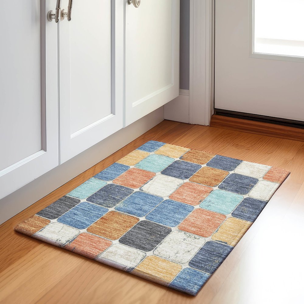 Machine Washable Indoor/Outdoor Chantille Rust 1'8" x 2'6" Rug. Picture 5