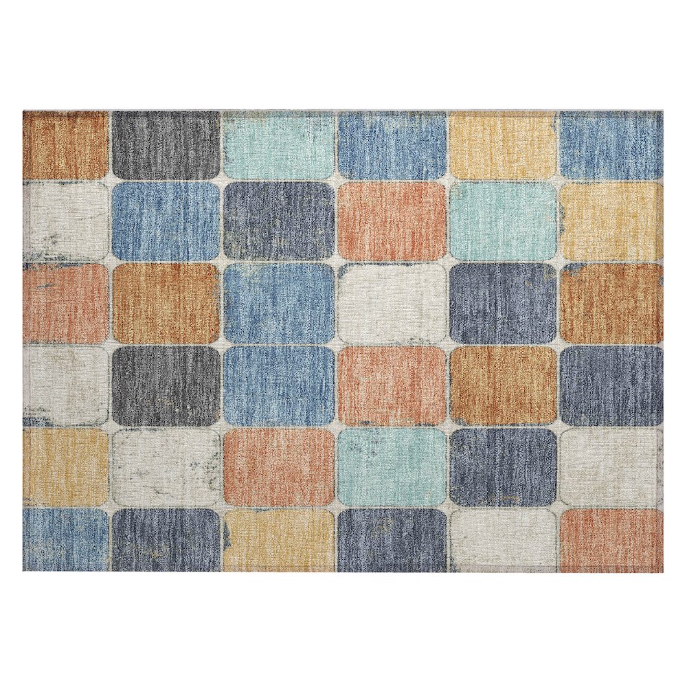 Machine Washable Indoor/Outdoor Chantille Rust 1'8" x 2'6" Rug. Picture 1