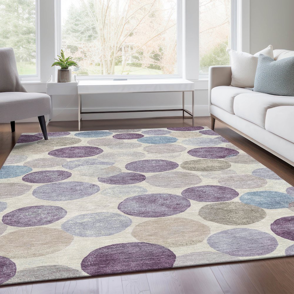 Machine Washable Indoor/Outdoor Chantille Plum 2'6" x 3'10" Rug. Picture 6