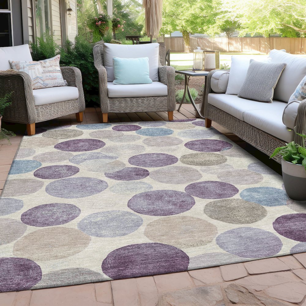 Machine Washable Indoor/Outdoor Chantille Plum 2'6" x 3'10" Rug. Picture 7