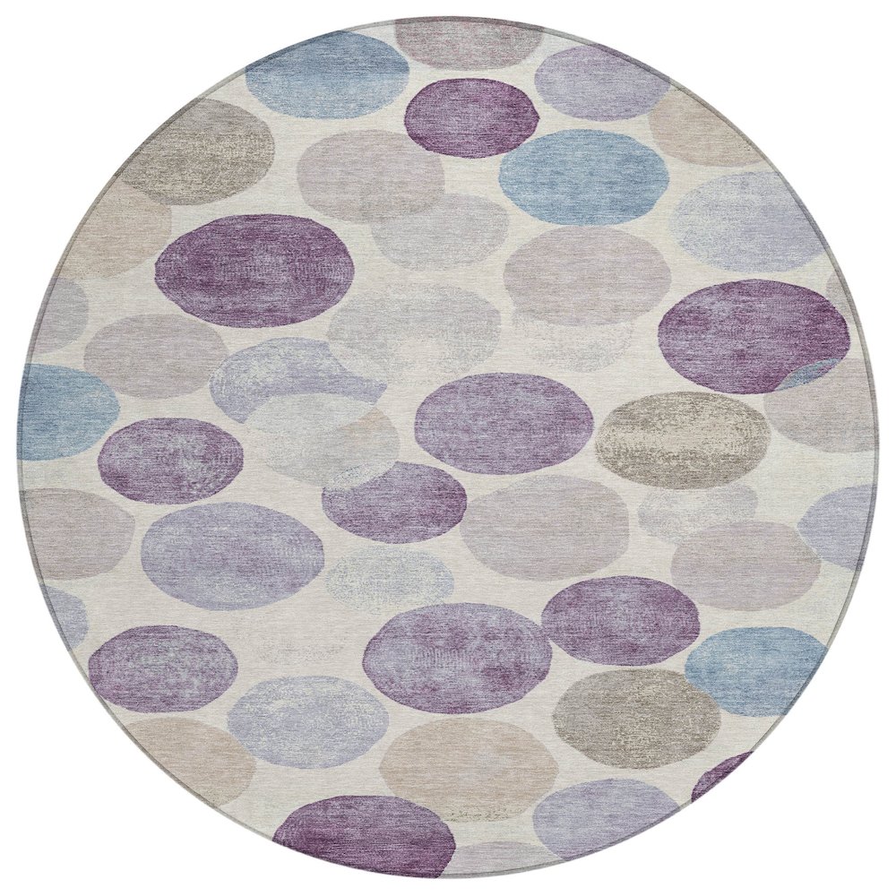 Machine Washable Indoor/Outdoor Chantille Plum 8' x 8' Round Rug. Picture 1