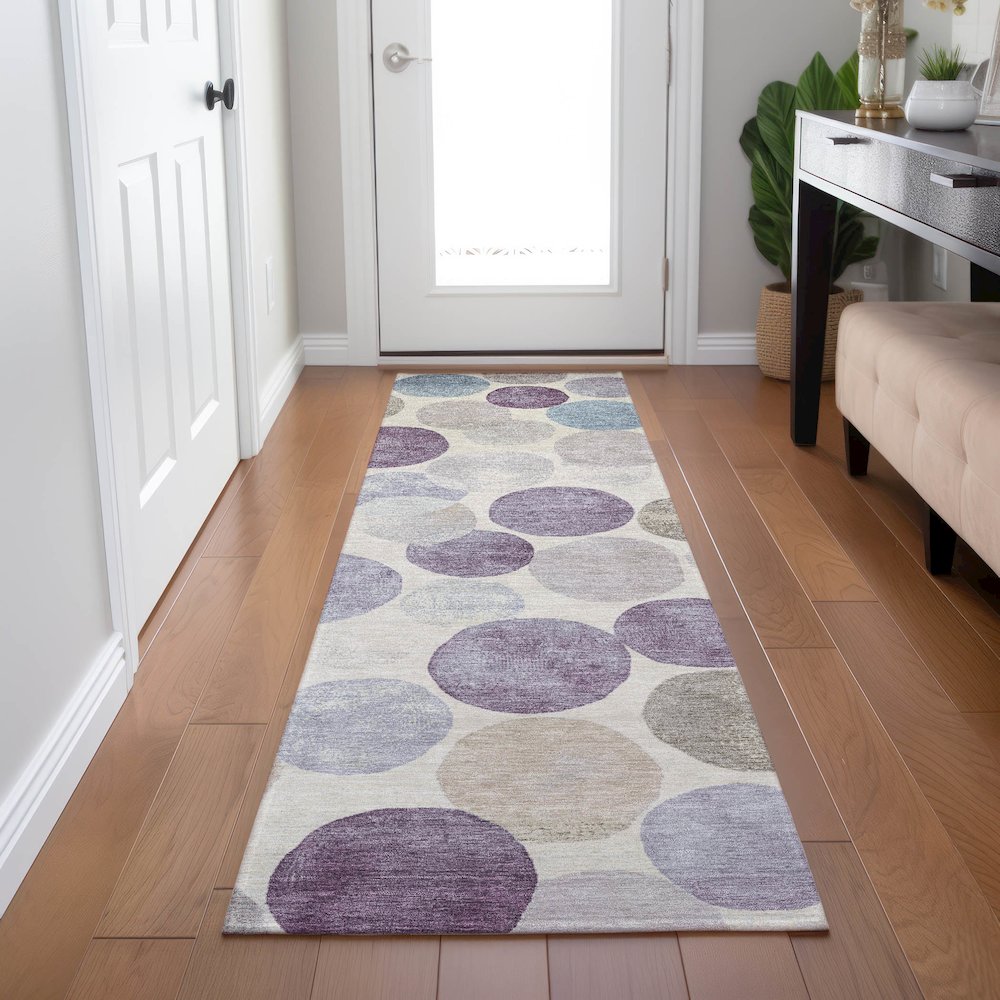Machine Washable Indoor/Outdoor Chantille Plum 2'3" x 7'6" Runner Rug. Picture 5
