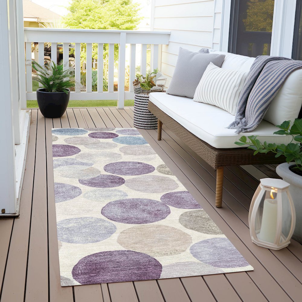 Machine Washable Indoor/Outdoor Chantille Plum 2'3" x 7'6" Runner Rug. Picture 6