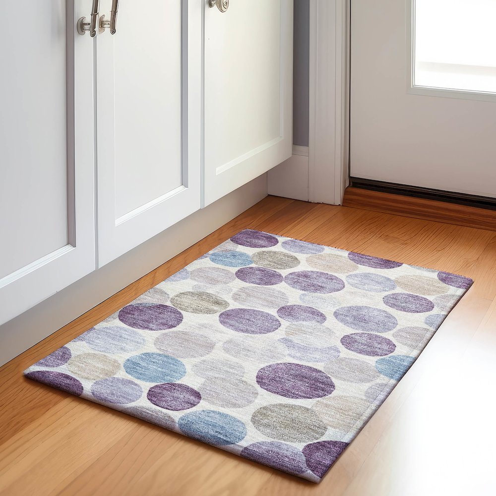 Machine Washable Indoor/Outdoor Chantille Plum 1'8" x 2'6" Rug. Picture 5