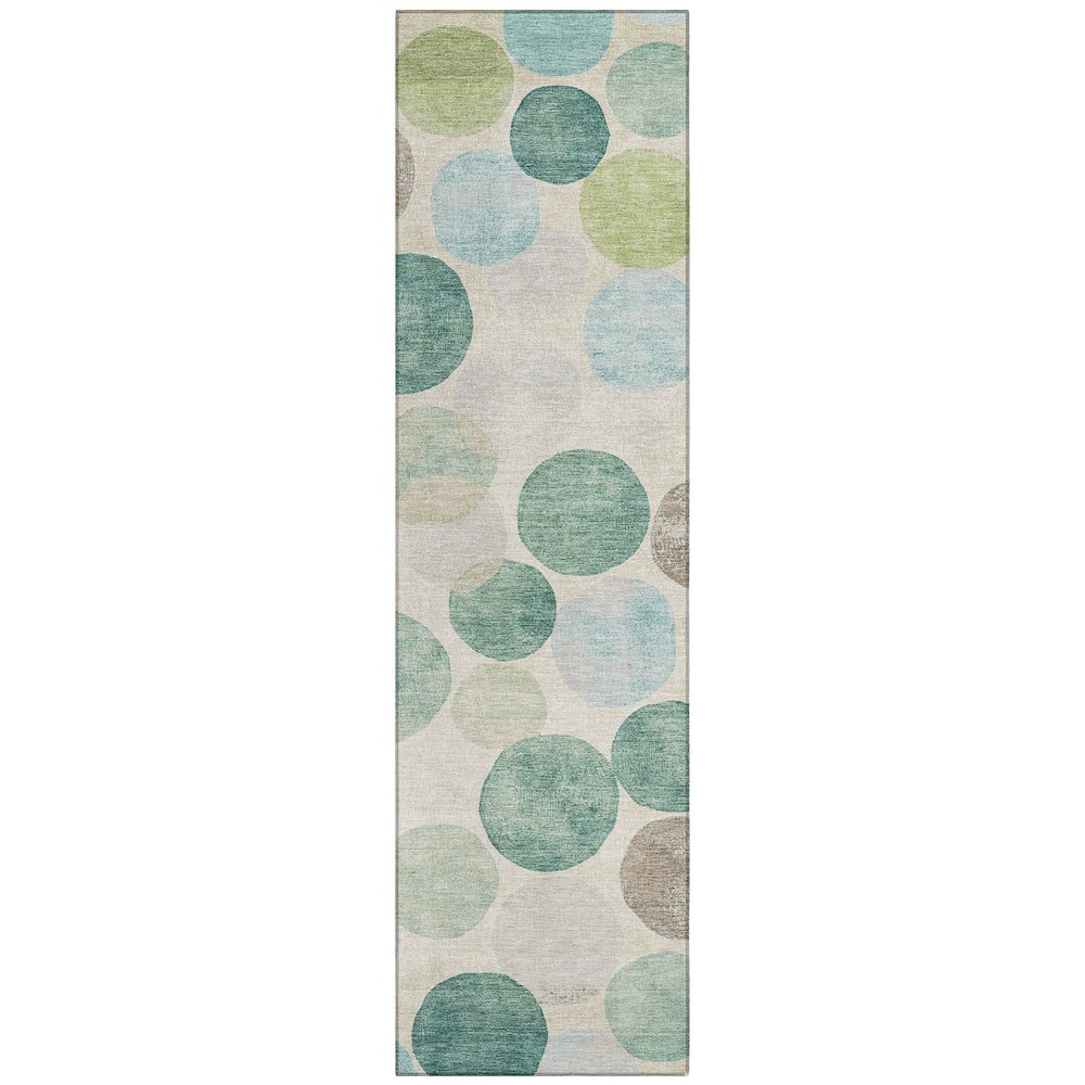 Machine Washable Indoor/Outdoor Chantille Teal 2'3" x 7'6" Runner Rug. Picture 1