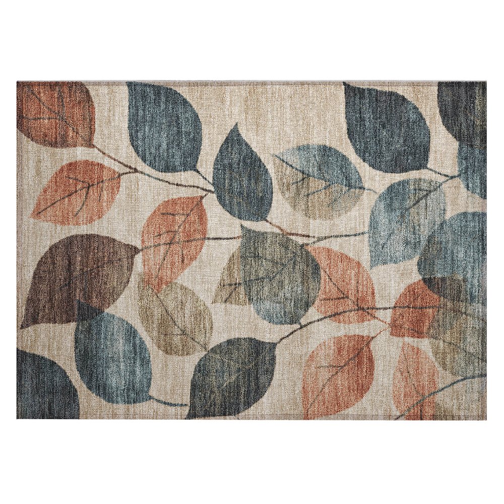 Machine Washable Indoor/Outdoor Chantille Beige 1'8" x 2'6" Rug. Picture 1