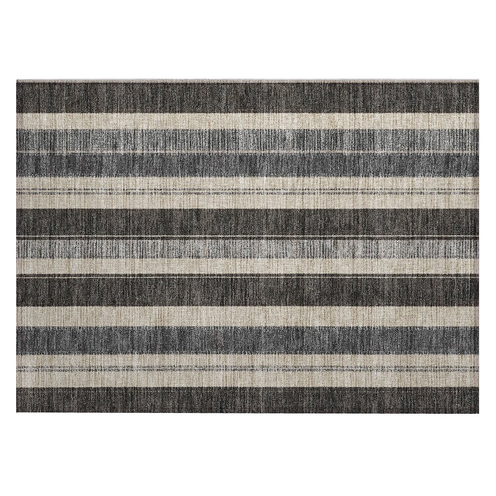 Machine Washable Indoor/Outdoor Chantille Black 1'8" x 2'6" Rug. Picture 1