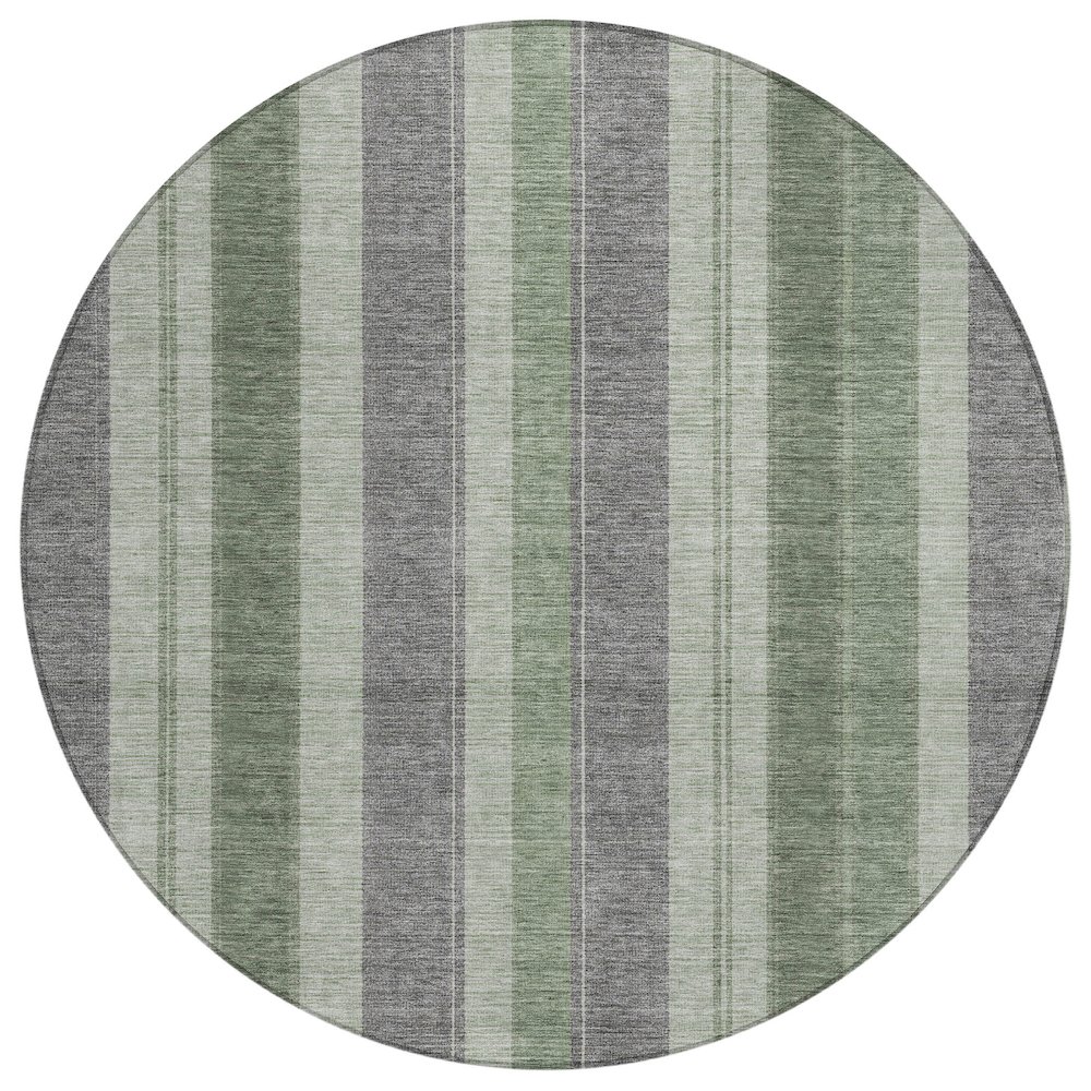Machine Washable Indoor/Outdoor Chantille Green 8' x 8' Round Rug. Picture 1