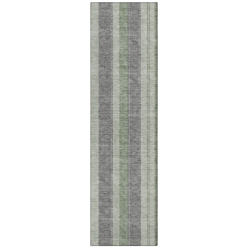 Machine Washable Indoor/Outdoor Chantille Green 2'3" x 7'6" Runner Rug. Picture 1