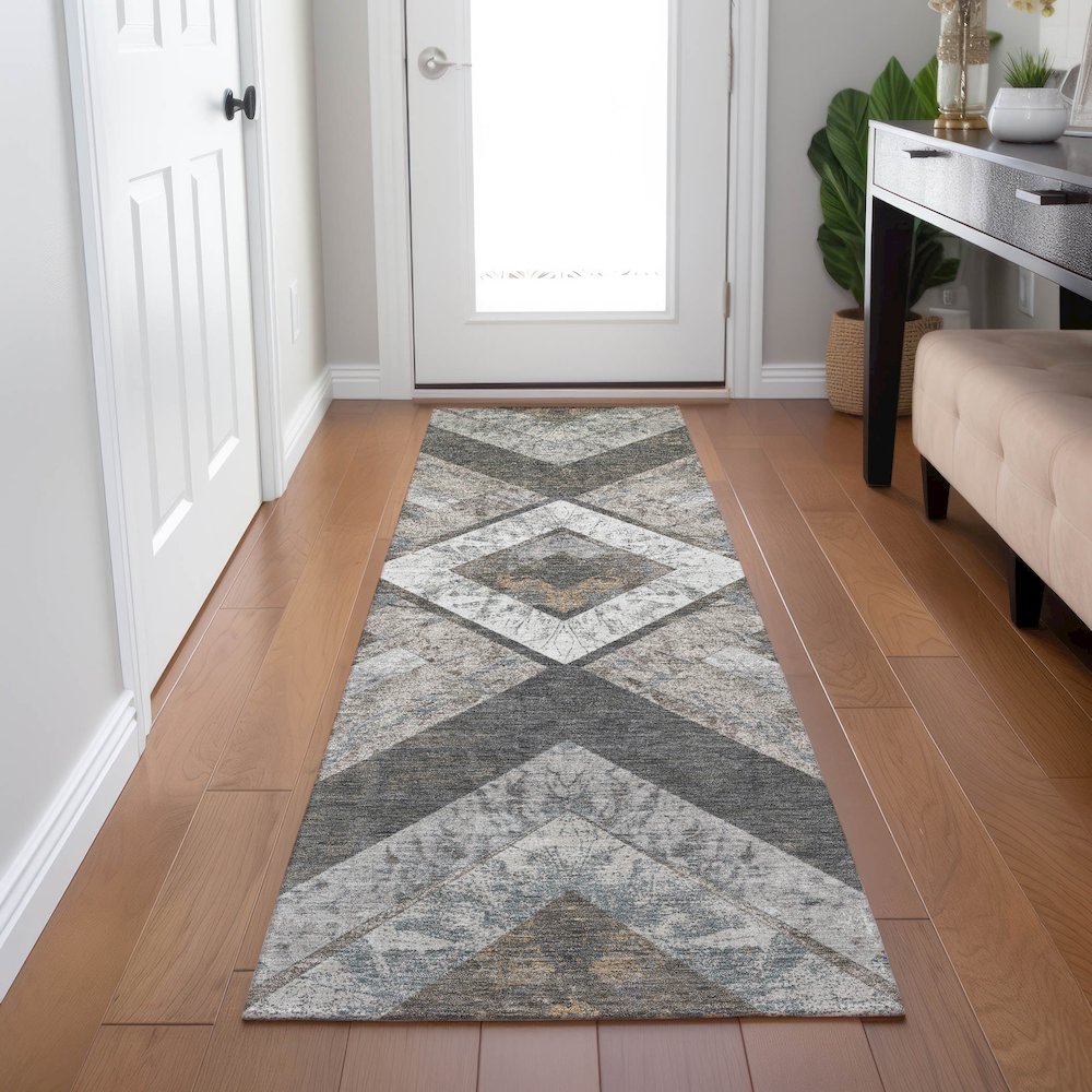 Machine Washable Indoor/Outdoor Chantille Brown 2'3" x 7'6" Runner Rug. Picture 5