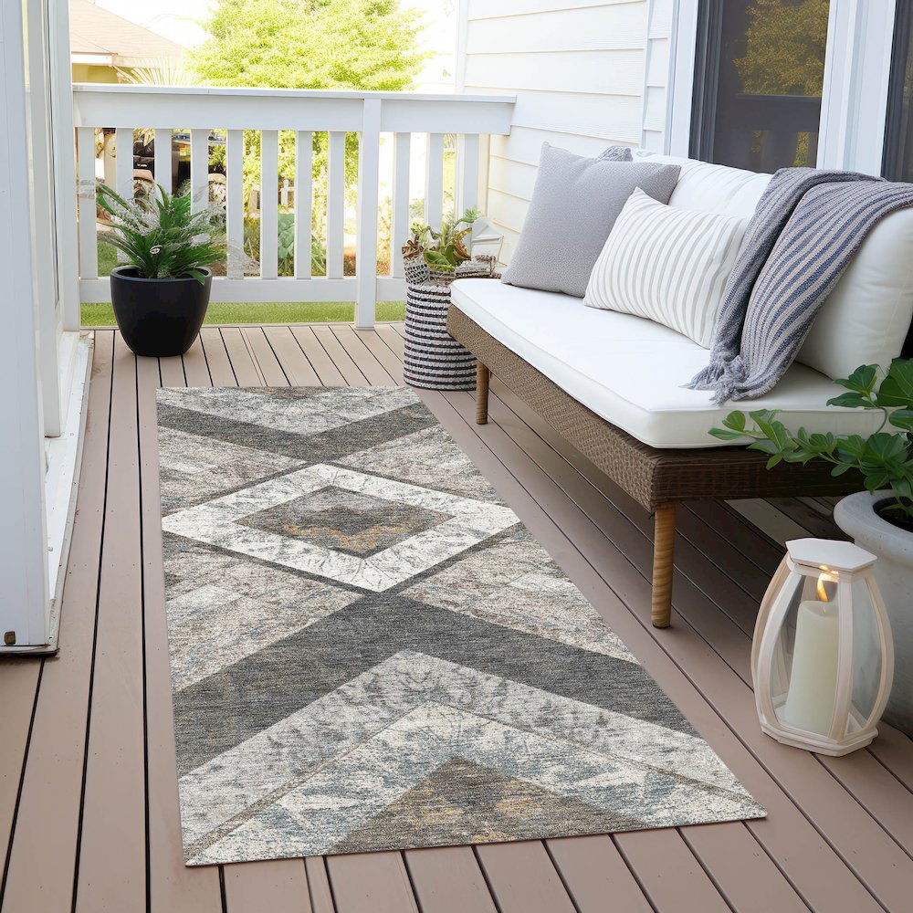 Machine Washable Indoor/Outdoor Chantille Brown 2'3" x 7'6" Runner Rug. Picture 6