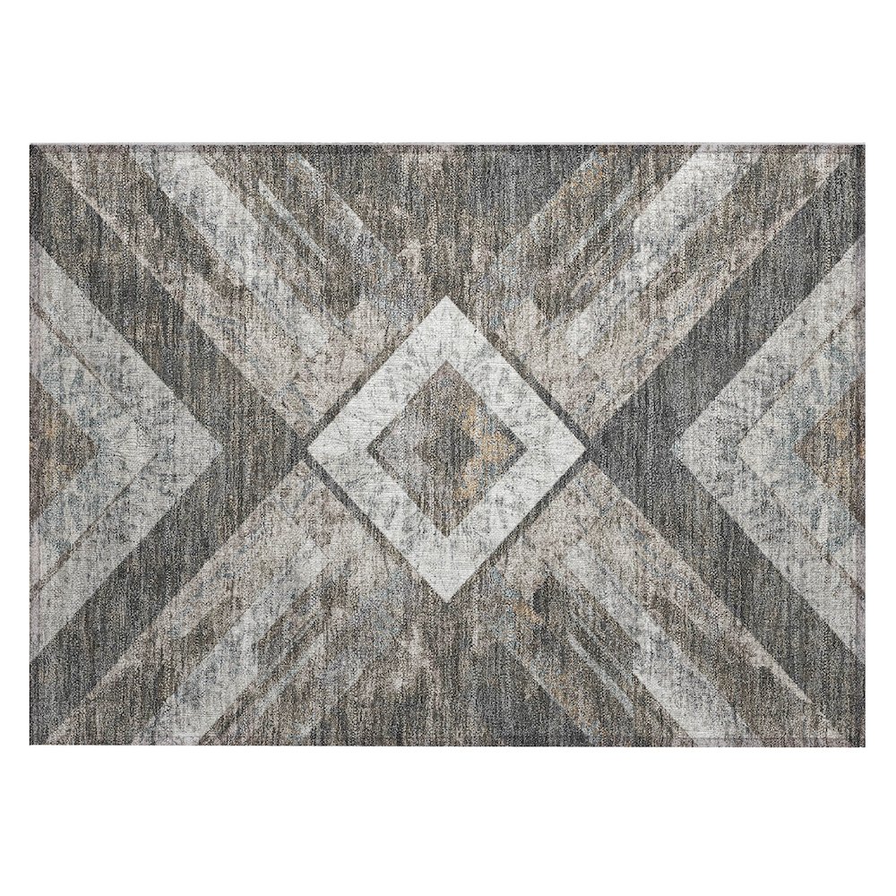 Machine Washable Indoor/Outdoor Chantille Brown 1'8" x 2'6" Rug. Picture 1