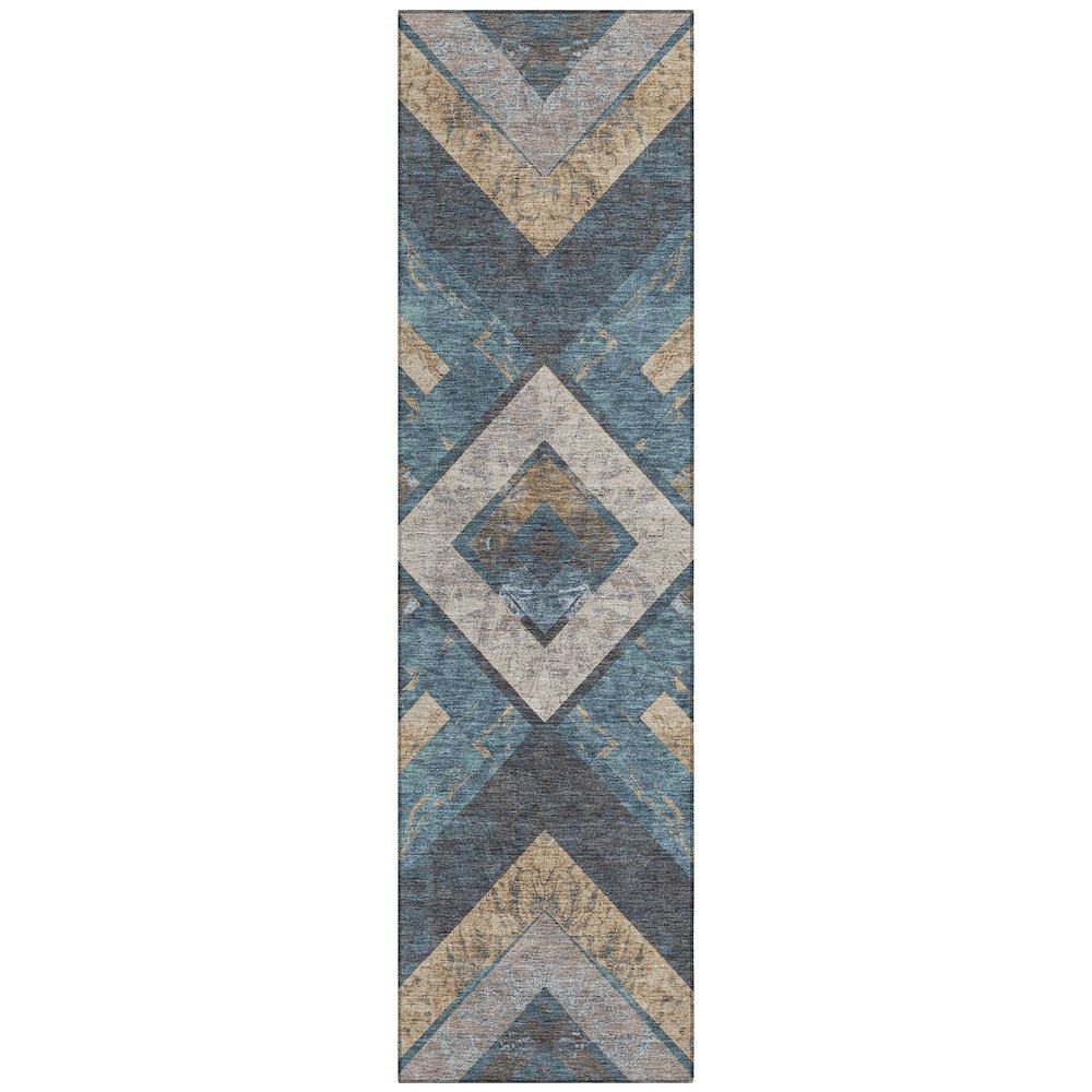 Machine Washable Indoor/Outdoor Chantille Navy 2'3" x 7'6" Runner Rug. Picture 1