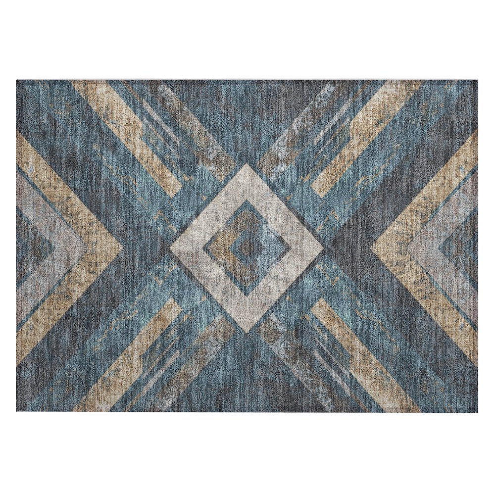 Machine Washable Indoor/Outdoor Chantille Navy 1'8" x 2'6" Rug. Picture 1