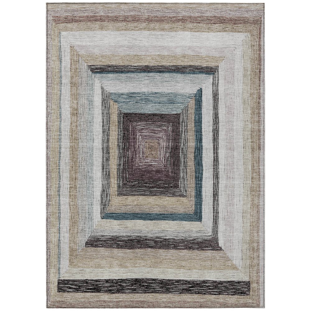 Machine Washable Indoor/Outdoor Chantille Beige 2'6" x 3'10" Rug. Picture 1