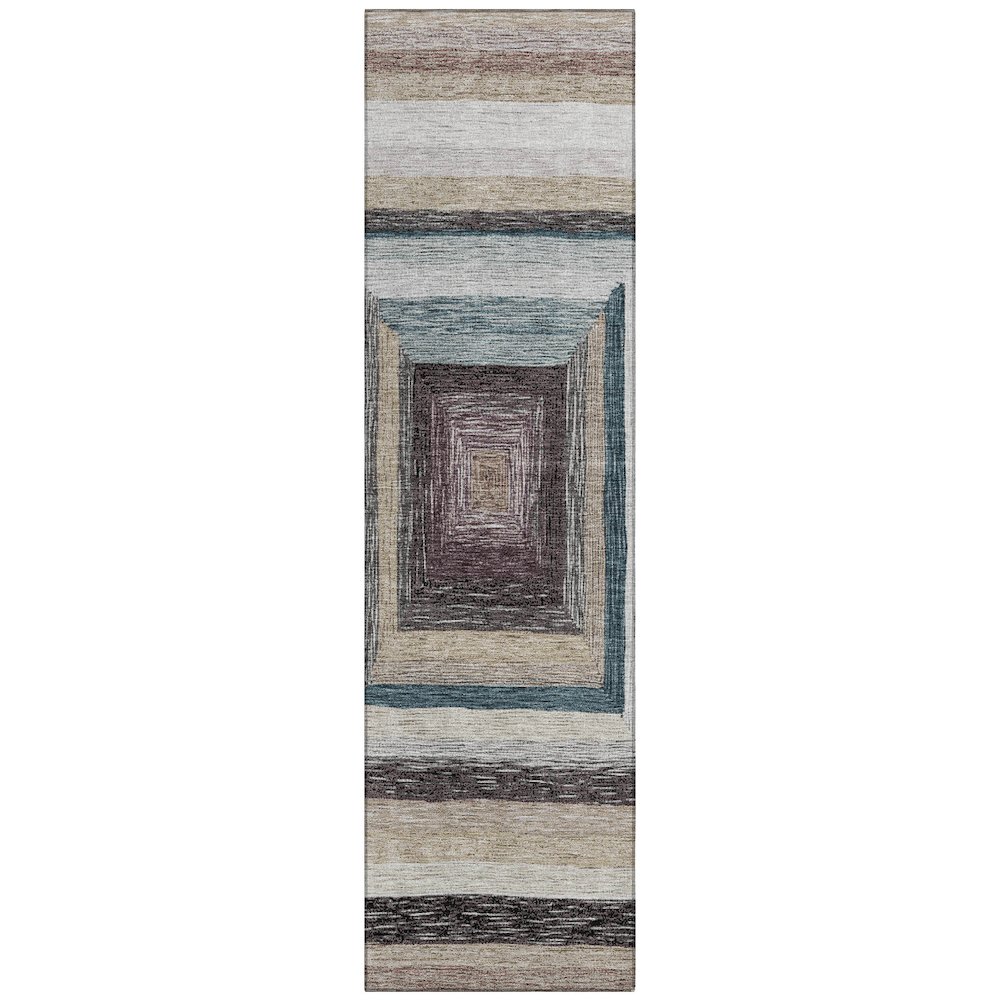 Machine Washable Indoor/Outdoor Chantille Beige 2'3" x 7'6" Runner Rug. Picture 1