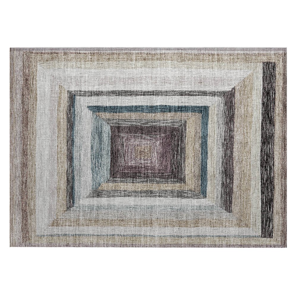 Machine Washable Indoor/Outdoor Chantille Beige 1'8" x 2'6" Rug. Picture 1
