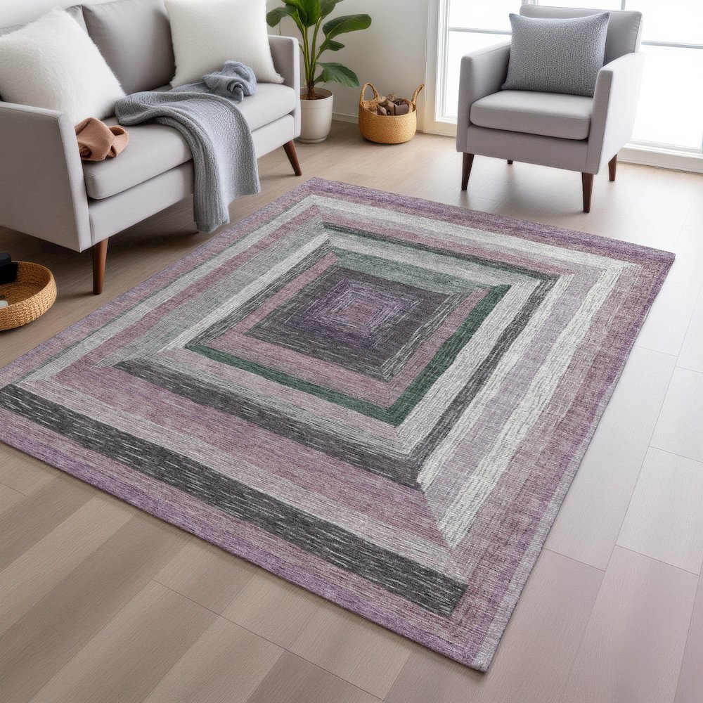 Machine Washable Indoor/Outdoor Chantille Blush 2'6" x 3'10" Rug. Picture 5