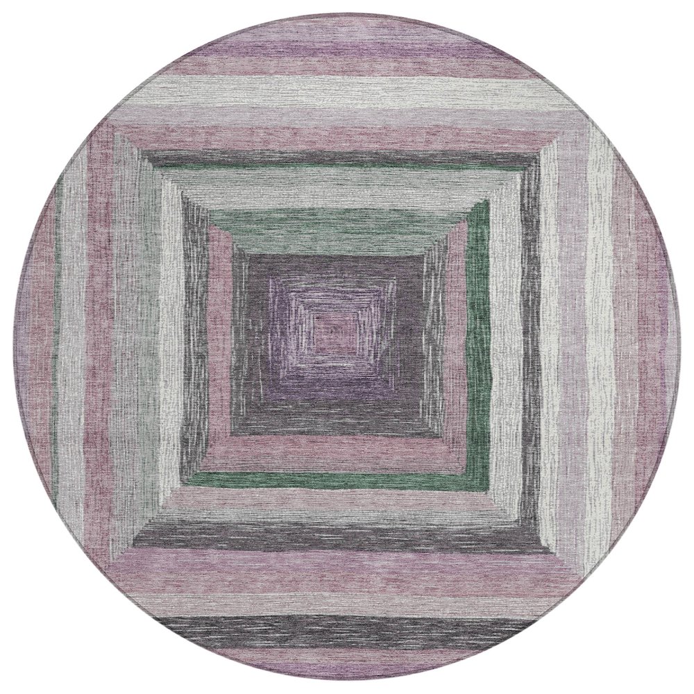 Machine Washable Indoor/Outdoor Chantille Blush 8' x 8' Round Rug. Picture 1