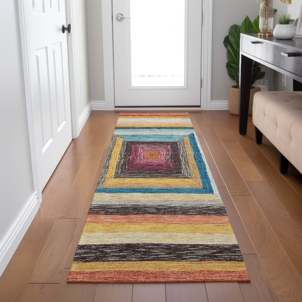 Machine Washable Indoor/Outdoor Chantille Honey 2'3" x 7'6" Runner Rug. Picture 5