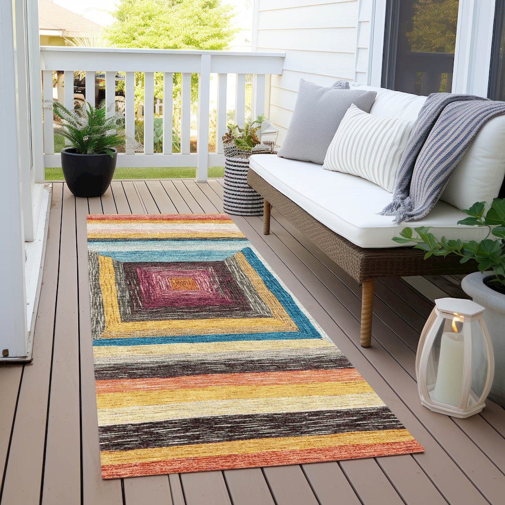 Machine Washable Indoor/Outdoor Chantille Honey 2'3" x 7'6" Runner Rug. Picture 6