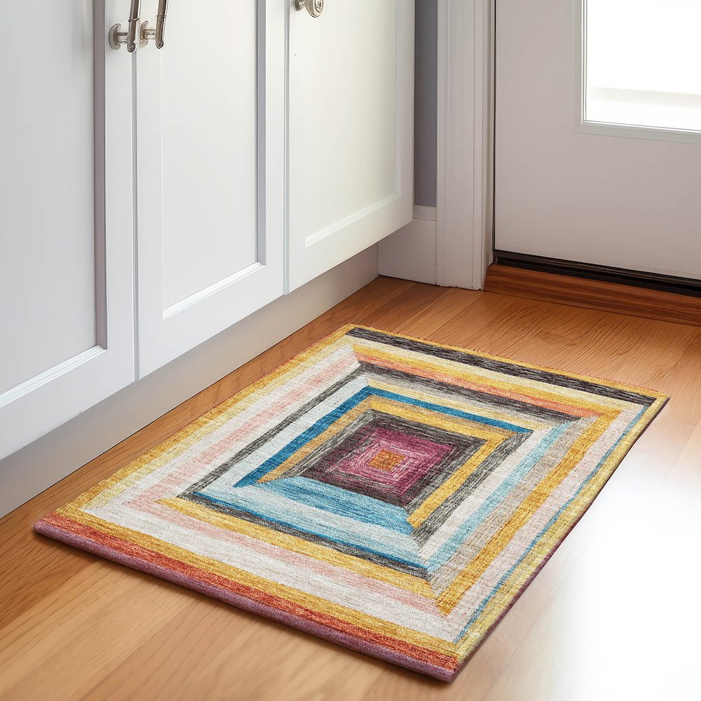 Machine Washable Indoor/Outdoor Chantille Honey 1'8" x 2'6" Rug. Picture 5