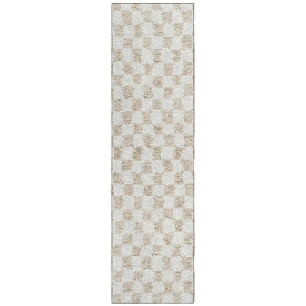 Machine Washable Indoor/Outdoor Chantille Beige 2'3" x 7'6" Runner Rug. Picture 1