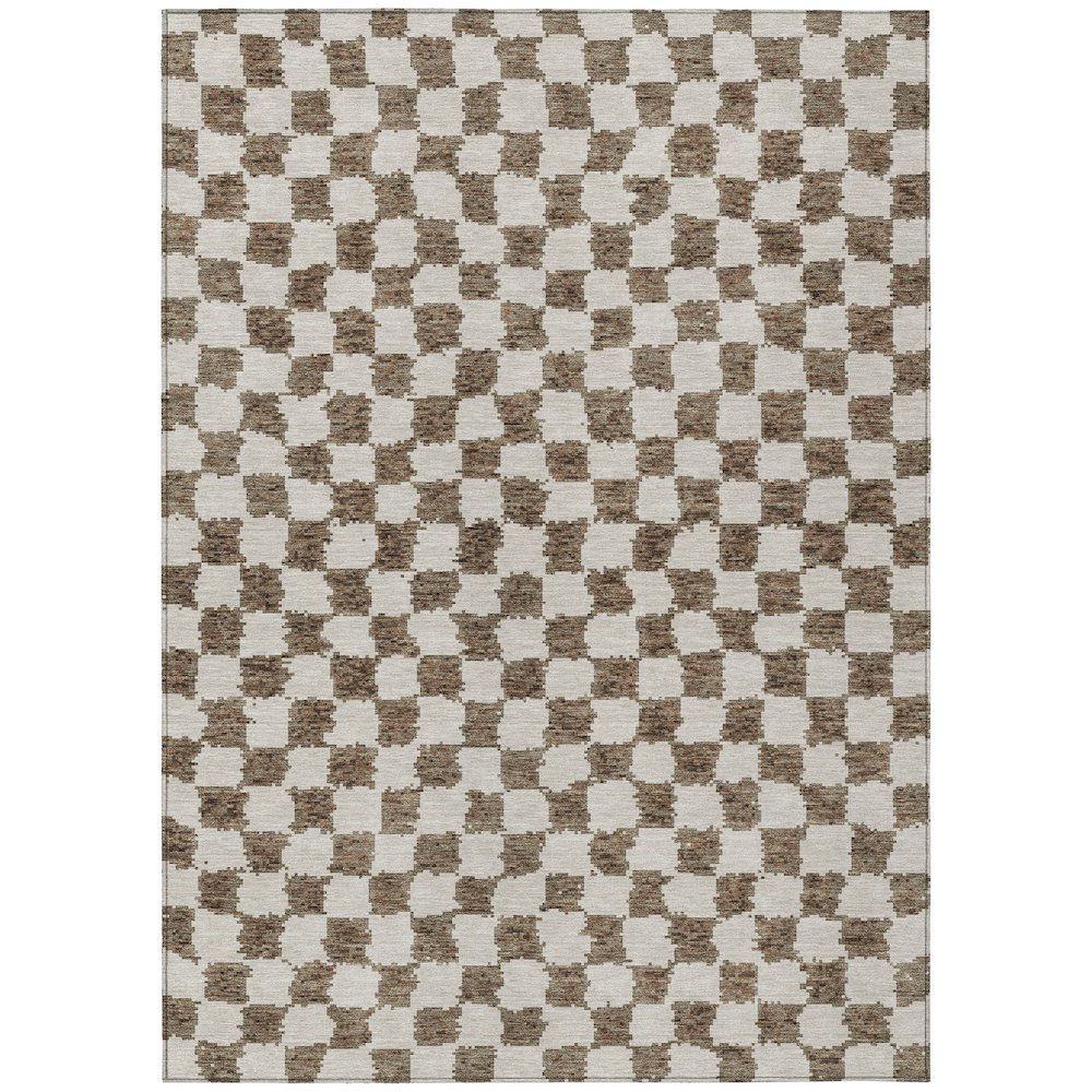 Machine Washable Indoor/Outdoor Chantille Brown 2'6" x 3'10" Rug. Picture 1