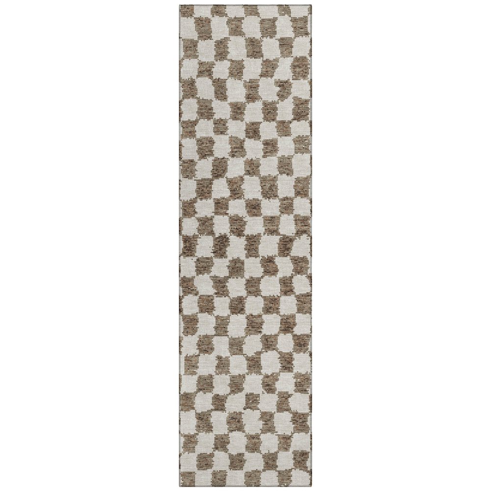 Machine Washable Indoor/Outdoor Chantille Brown 2'3" x 7'6" Runner Rug. Picture 1
