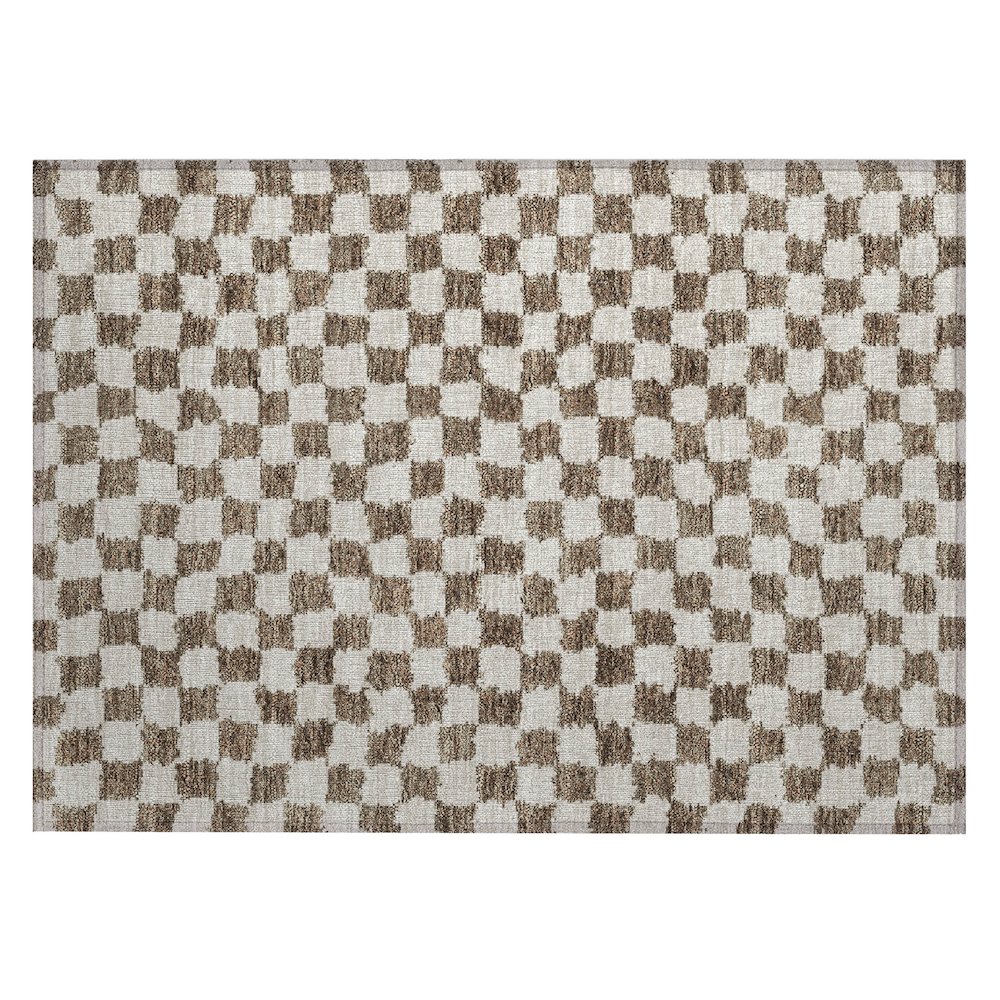 Machine Washable Indoor/Outdoor Chantille Brown 1'8" x 2'6" Rug. Picture 1